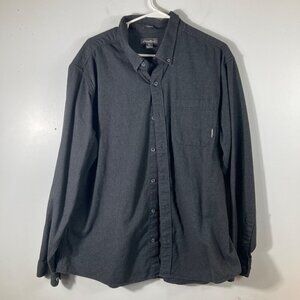 Mens Eddie Bauer Long Sleeve Button Classic Fit Brushed Cotton Shirt Charcoal XL